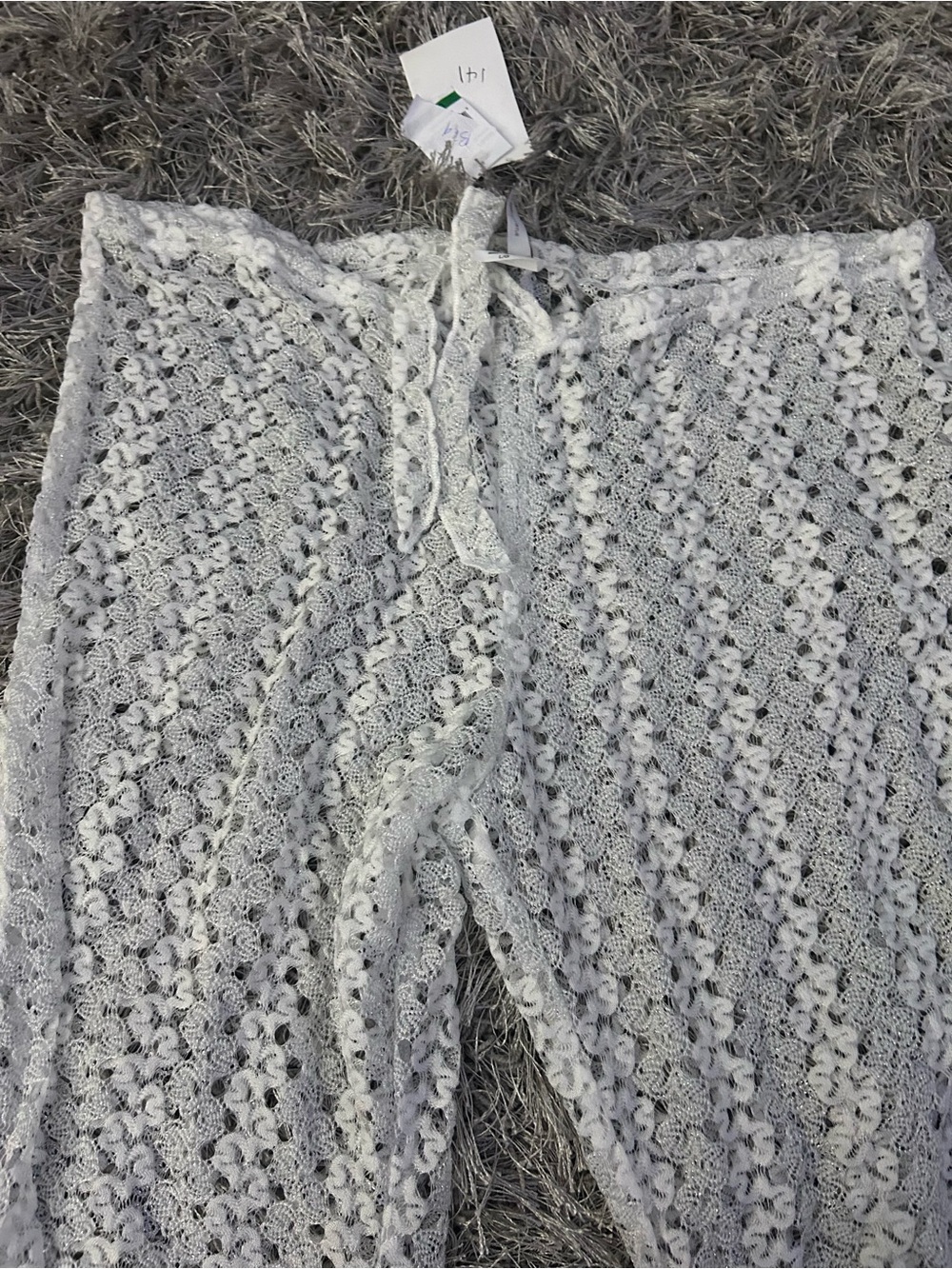 BECCA White Lace Crochet pants with Drawstring Waist
